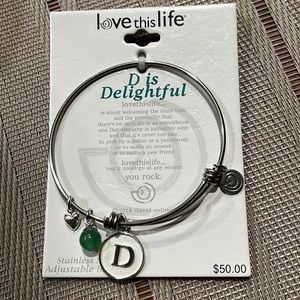 Love This Life Silver Bangle Bracelet Charms